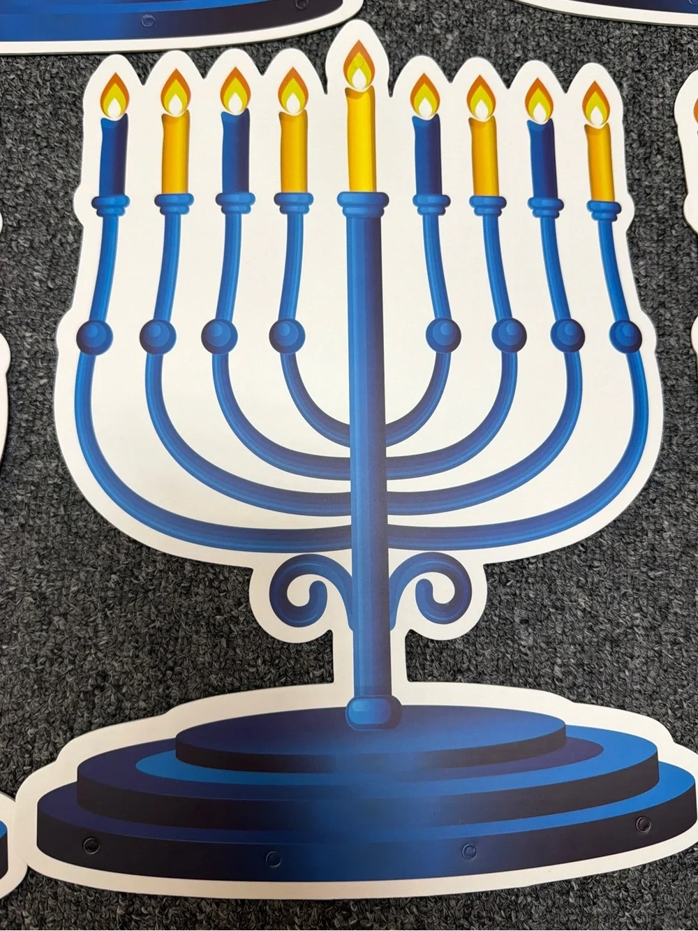 Hanukkah lot of 7, Blue Menorah Cutouts – Holiday Party Decorations